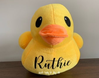 Personalized Plush Duck, Custom Yellow Duck, Personalized Duck Stuffed Animal, Duck Plush Animal, Custom Duck Stuffed Animal, Duck Plushie