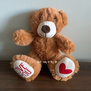 Valentine Teddy Bear, Plush Love You Teddy Bears, Love You Bear, Love You Gift, Valentines Day Gift, Anniversary Gift, Heart Bear