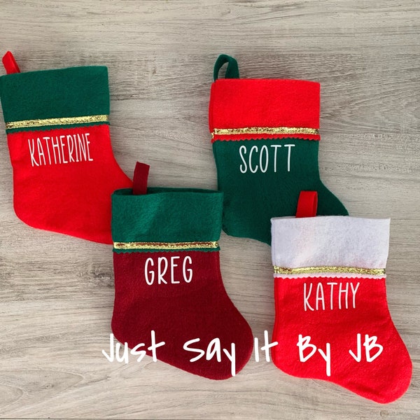 6 Inch Mini Personalized Christmas Stockings, Custom Christmas Stocking, Personalized Mini Stocking, Mini Christmas Stocking