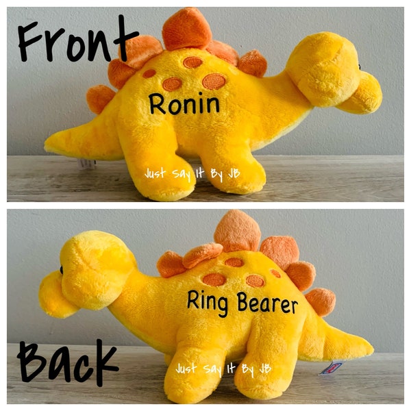 Ring Bearer Personalized Gift, Ring Bearer Dinosaur Gift, Ring Bearer Gift, Custom Dinosaur Ring Bearer Plush, Custom Plush Dinosaur