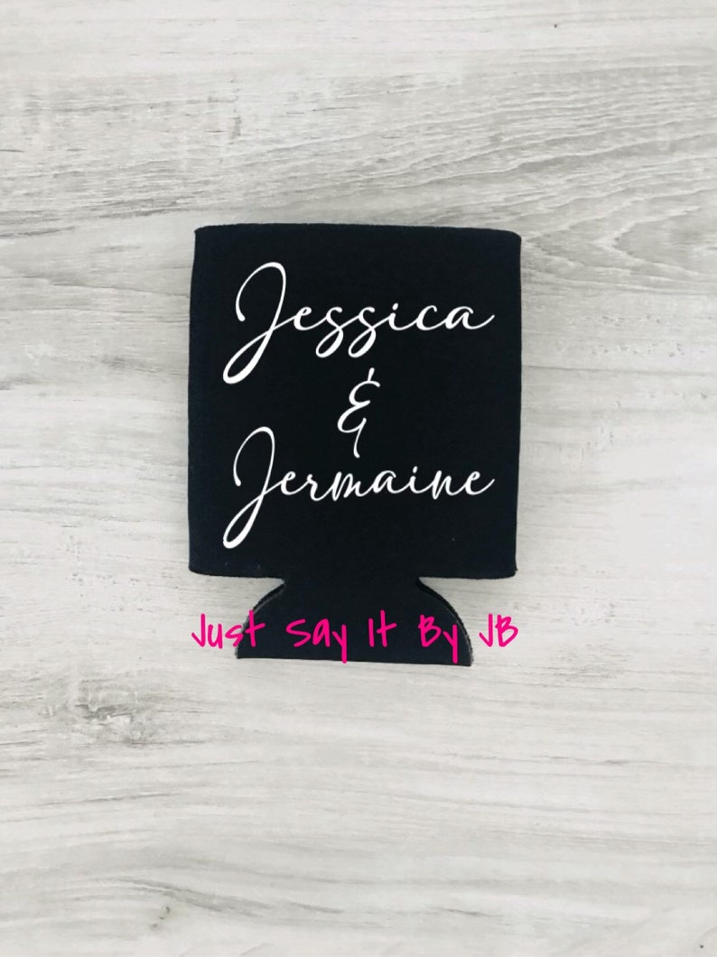 Wedding Party Favor Couple Can Coolers Personalized Can Cooler Wedding Can Coolers Engagement Party Favor Engagement Can Cooler