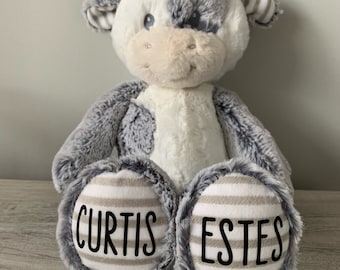 Personalized Plush Cow, Custom Name Stuffed Animal