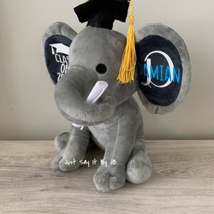 2024 Graduation Plush Elephant, Custom Elephant Graduation Gift, Class of 2024 Gift, Custom Senior 2024 Gift, Personalized Plush Elephant image 3