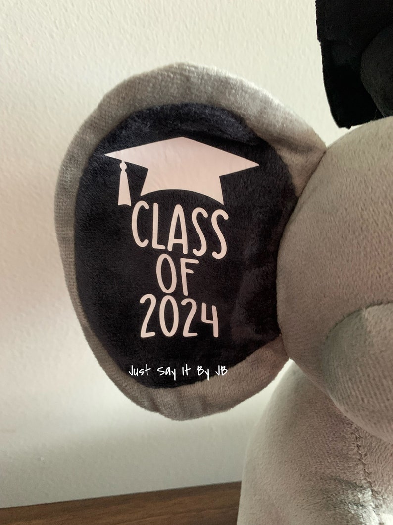 2024 Graduation Plush Elephant, Custom Elephant Graduation Gift, Class of 2024 Gift, Custom Senior 2024 Gift, Personalized Plush Elephant image 2