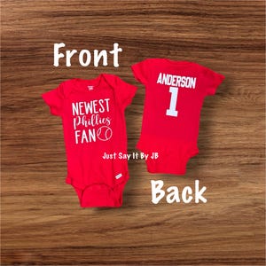 Newest Phillies Fan Baby Bodysuit, Phillies Baby Bodysuit, Custom Phillies Baseball Baby Bodysuit, Phillies Baseball Baby Bodysuit