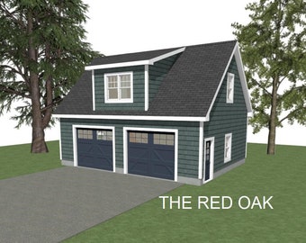 2-Car Garage Plan: 32 x 24, 12/12 Pitch, Studio Above (Digital Download)