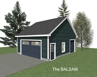 2 Car Garage Plans : 24 x 30, 10' Wall, 8/12 Pitch with Materials List - ( Digital Download )