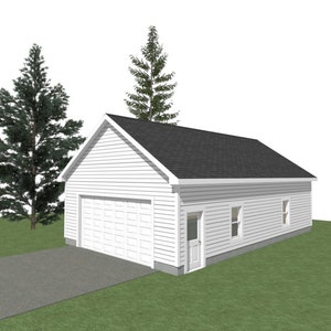 GARAGE PLAN: 20 x 40 - 2 Auto Garagen-Pläne - 1 Tür - 10 &#39;Wand - 6/12