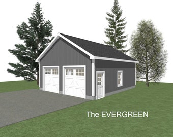 2-Car Garage Plans: 24 x 28, 10' Wall, 6/12-8/12 Pitch (Digital Download)