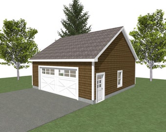 2 Car Garage Plans : 28 x 28, 10' Wall, 6/12 & 8/12 Pitch with Materials List - ( Digital Download )