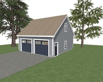2-Car Garage Plans: 26 x 28, 10' Wall, Storage/Studio Above (Digital Download)