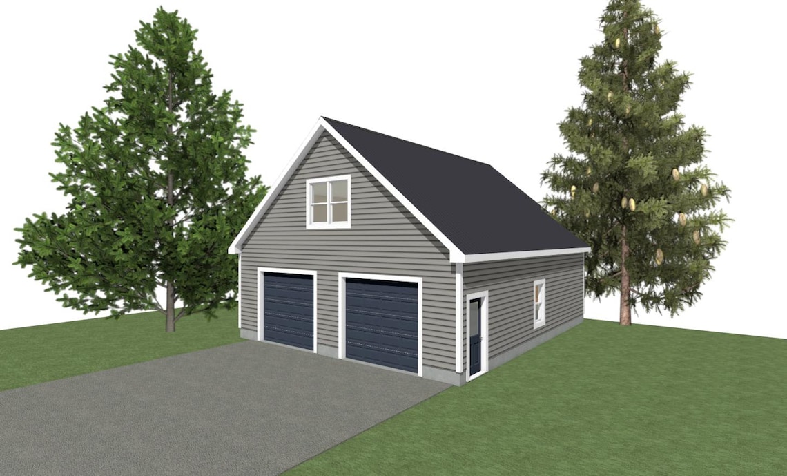 GARAGE PLANS 30 X 36 2 Car Garage Plans 10/12 Pitch Etsy Australia