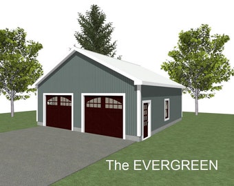 GARAGE PLAN : 30 x 30 - 2 Car Garage Plans - 6/12 and 8/12 Pitch