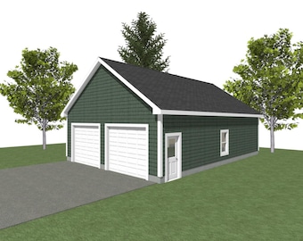 GARAGE PLAN : 28 x 40 - 2 Car Garage Plans - 8/12 Pitch