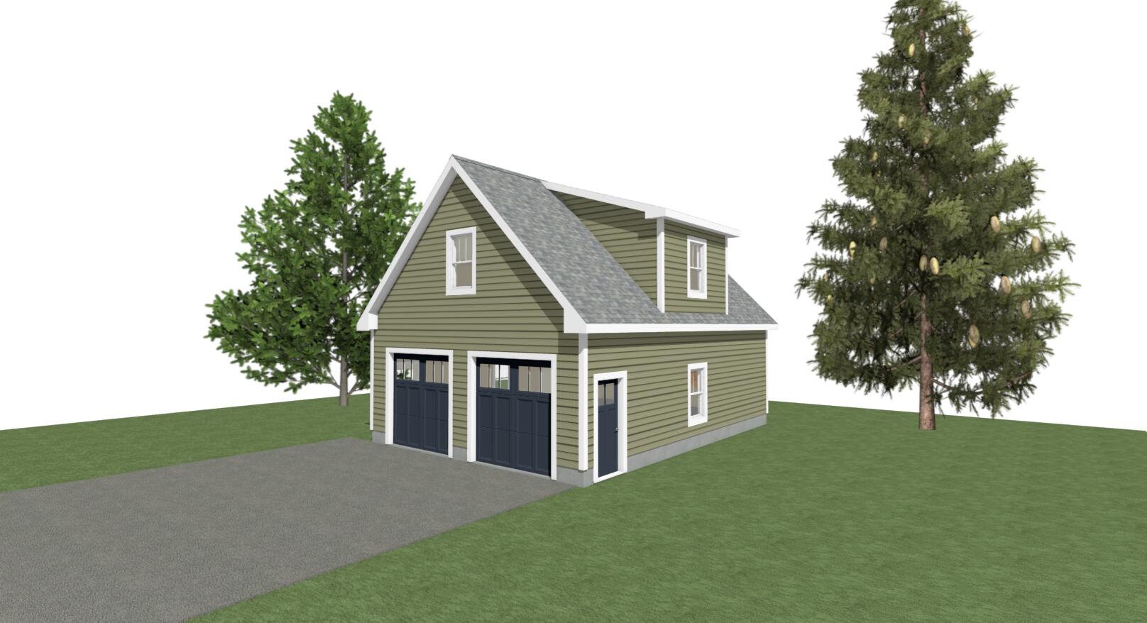 2-car Garage Plans: 24 X 32, 12/12 Pitch, Studio Above (digital Download) -  Etsy, image size:1616x878