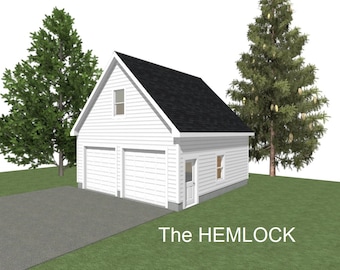 2-Car Garage Plans: 24x24 Hemlock with Storage/Studio (Digital Download)