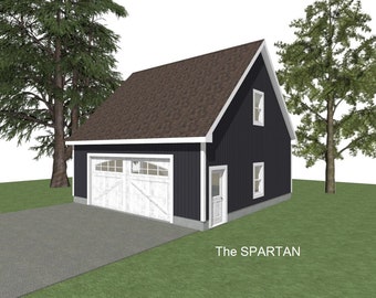 2 Car Garage Plans : 28 x 28, 10' Wall, 10/12 and 12/12 Pitch, Storage Above with Materials List - ( Digital Download )