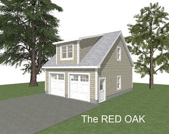 2-Car Garage Plans: 24 x 30, 10/12 Pitch, Storage Studio Above (Digital Download)