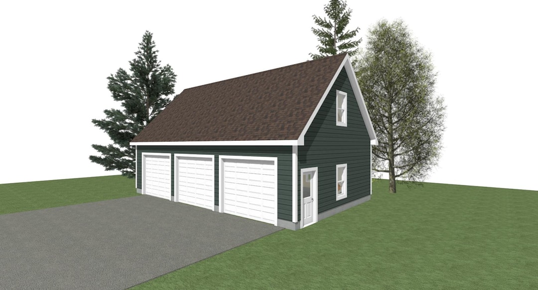 GARAGE PLANS 40 X 26 3 Car Garage Plans 10' Wall 10/12 and 12/12