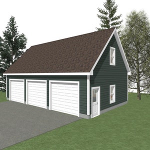 3 Car Garage Plans: 40 x 26, Studio Above (Digital Download)