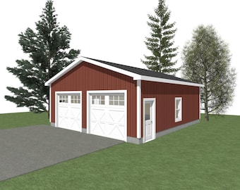 2-Car Garage Plans: 26 x 32, 10' Wall, 4/12 Roof (Digital Download)