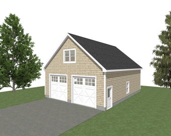 2 Car Garage Plans : 30 x 40, 12'-0" Wall, 10/12 Pitch with Studio/Storage Above ( Digital Download )