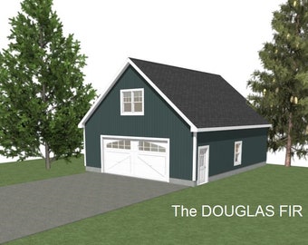 2 Car Garage Plans : 30 x 36, 10' Wall, 10/12 Pitch, Storage Above with Materials List ( Digital Download )