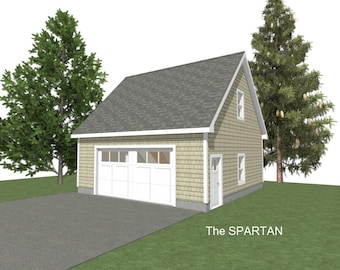 2 Car Garage Plans : 26 x 26, 10' Wall, 10/12 and 12/12 Pitch, Storage Above, with Materials List ( Digital Download )