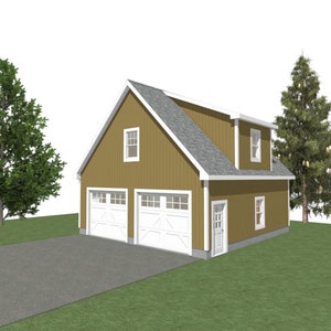 GARAGE PLANS: 28 x 28 - 2 Auto-Garagen-Pläne - 12/12-Abstand - Lagerung oder Studio Oben