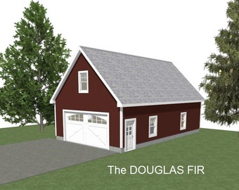2 Car Garage Plans : 24 x 40, 10' Wall, 12/12 Pitch, Studio Above with Materials List - ( Digital Download )