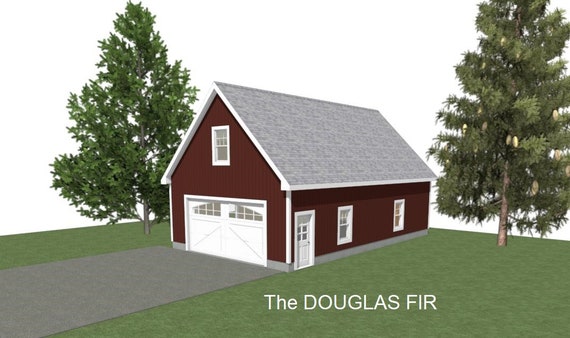 24x40 Garage Plans: 2-car, 10' Wall, Studio Above (digital