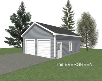 2-Car Garage Plans: 24 x 26, 10' Wall, 6/12 & 8/12 Pitch (Digital Download)