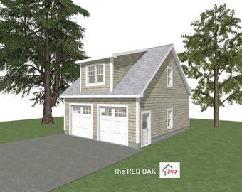 2 Car Garage Plans : 24 x 30, 10' Wall, 10/12 Pitch, Storage or Studio Above ( Digital Download )