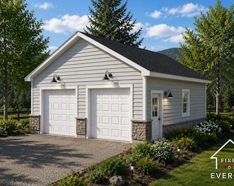 2 Car Garage Plans : 30x30, 10'-0" Wall, 6/12 and 8/12 Pitch, with Materials List - ( Digital Download )
