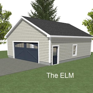 GARAGE PLAN : 30 x 32 - 2 Car Garage Plans - 1 Door - 10&#39; Wall  - 6/12 and 8/12