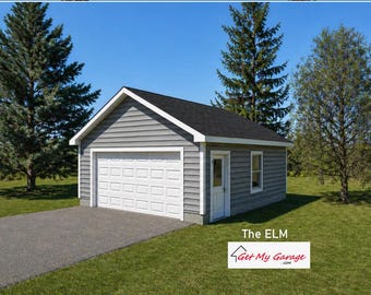 2 Car Garage Plans : 22 x 22, 8' Wall, 6/12 Pitch with Materials List - ( Digital Download )