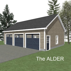GARAGE PLANS : 40 x 26 - 3 Car Garage Plans - 10&#39; Wall - 6/12 and 8/12