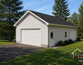 2 Car Garage Plans : 26 x 36, 10' Wall, 6/12 and 8/12 Pitch, with Materials List ( Digital Download )