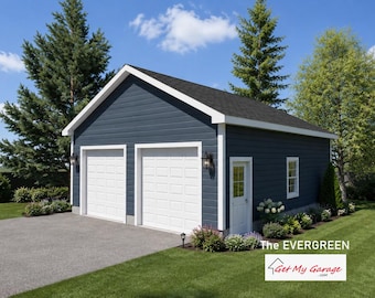 2 Car Garage Plans : 26x30, 10' Wall, 4/12, 6/12, and 8/12 Pitch, w/ Materials List  ( Digital Download )