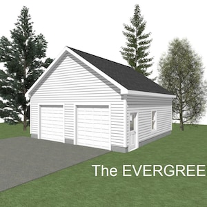 2 Car Garage Plans: 26x26 Evergreen Design (Digital Download)