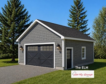 2 Car Garage Plans : 26 x 26, 10' Wall, 6/12 & 8/12 Pitch with Materials List - ( Digital Download )