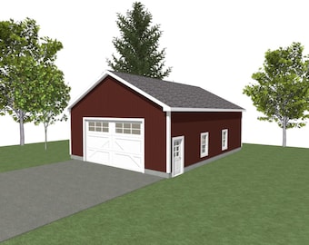 2 Car Garage Plans : 30 x 40, 12' Wall, 6/12 & 8/12 Pitch with Materials List - ( Digital Download )