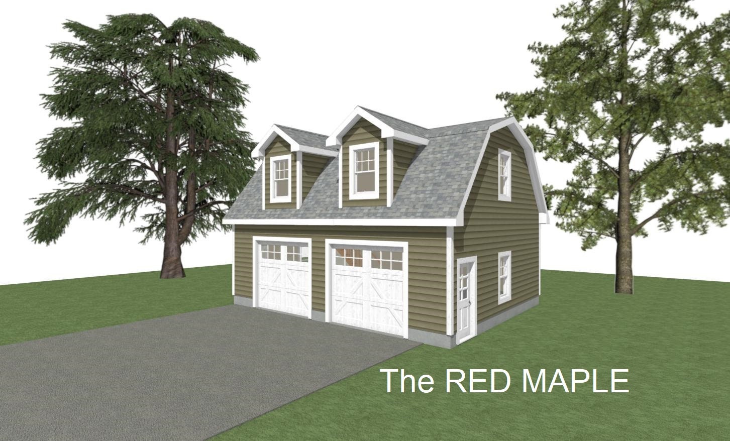 2-Car Garage Plans: Gambrel Roof, 30 x 24, with Storage/Studio (Digital Download)