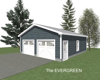 2-Car Garage Plans: 26 x 30 ft, 9ft Wall (Digital Download)