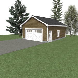 GARAGE PLAN : 24 x 30 - 2 Car/ 1 Door Garage Plans - 10&#39; Wall - 6/12