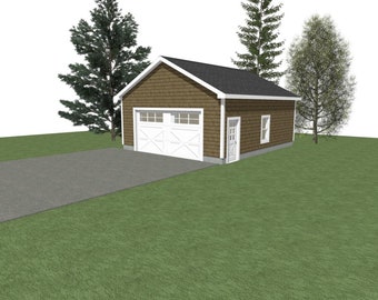 2-Car Garage Plan: 24 x 30, 10' Wall (Digital Download)