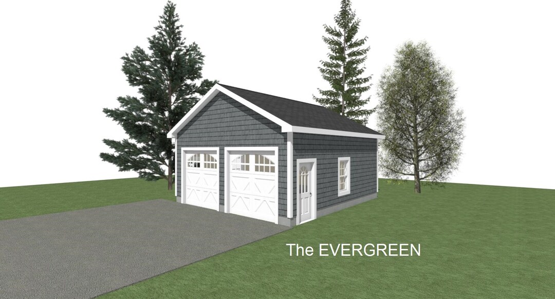 GARAGE PLANS : 22 X 24 - 2 Car Garage Plans - 10' Wall - 6/12 and 8/12