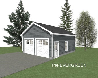 2-Car Garage Plans: 22 x 24, 10' Wall, 6/12 & 8/12 Pitch (Digital Download)