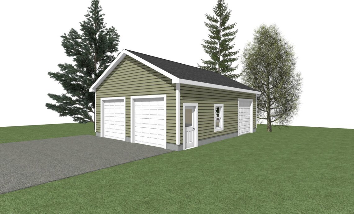 GARAGE PLANS 24 X 32 2 Car Garage Plans 6 12 And 8 12 Etsy