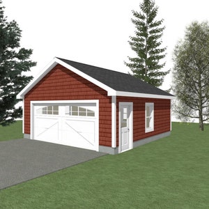 2-Car Garage Plans: 22 x 22 ft, 8&#39; Wall, 6/12 Roof (Digital Download)